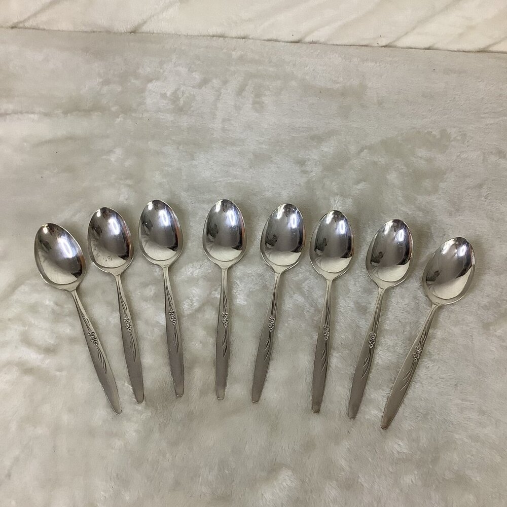Oneida Silverplate Enchantment Gentle Rose‎ 1960’s Flatware 8 Pc Lot Tablespoons